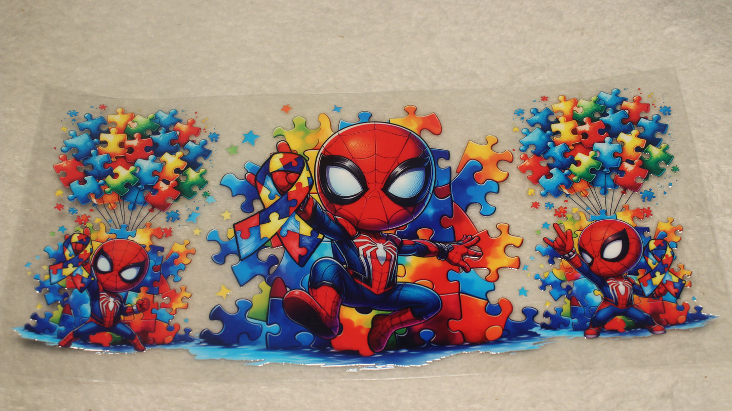 AUTISM SPIDERMAN FAN 16-24OZ UV STICKER WRAP