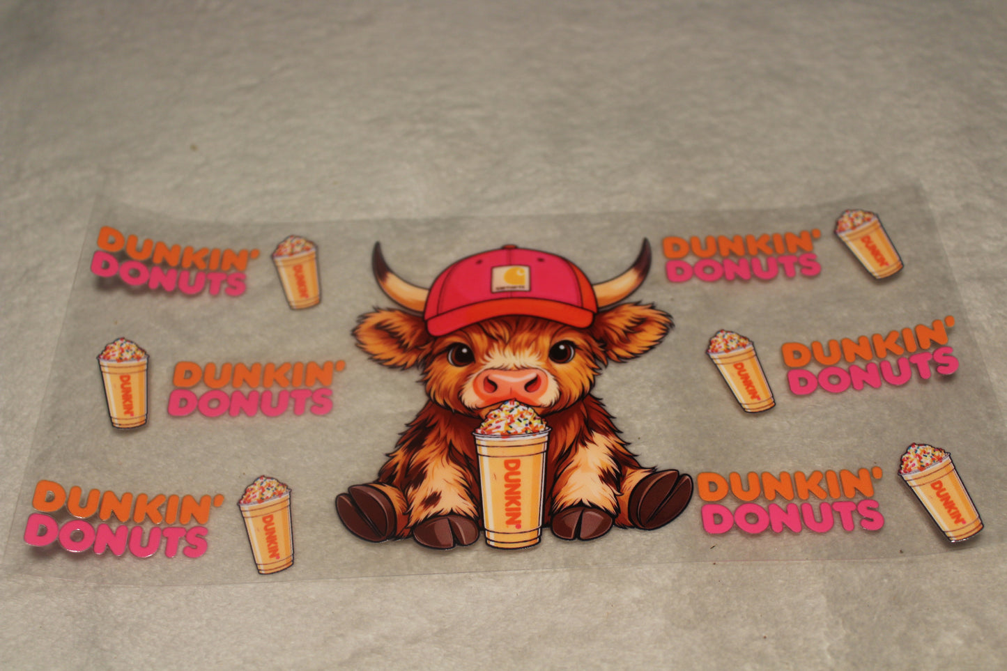 HIGHLAND COW DONUTS UV CUP WRAP STICKER