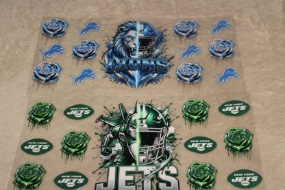 Half Helmet and Roses Football UV DTF Wrap | 16-32oz | Waterproof