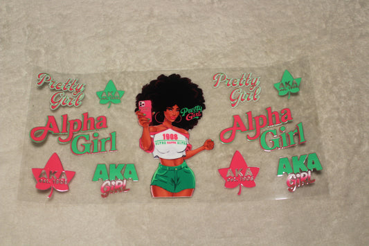 PINK GREEN GREEK UV CUP WRAP STICKER