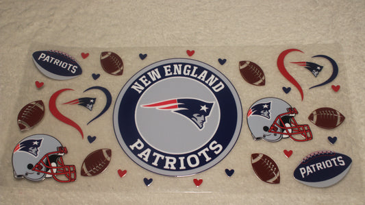 FOOTBALL FAN NEW ENGLAND PATRIOTS 16-32OZ UV STICKER WRAP
