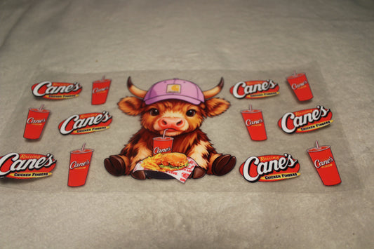 HIGHLAND COW CANES UV CUP WRAP STICKER
