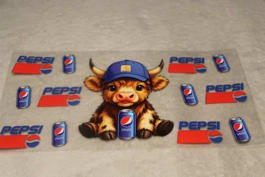 HIGHLAND COW PEPSI UV CUP WRAP STICKER