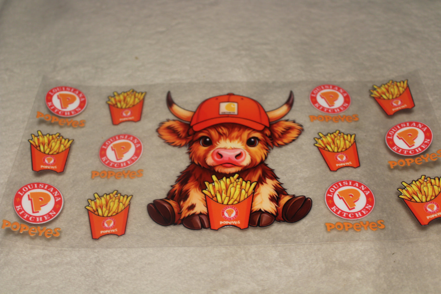 HIGHLAND COW POPEYES UV CUP WRAP STICKER