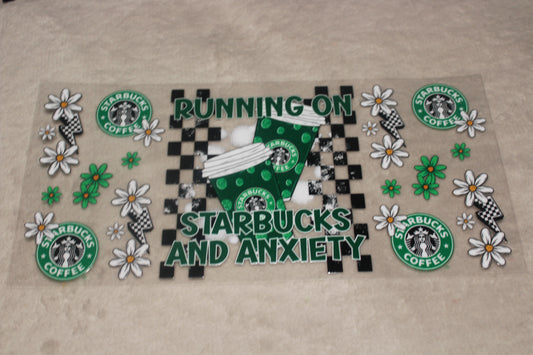RUNNING ON BUCKS AND ANXIETY UV CUP WRAP STICKER