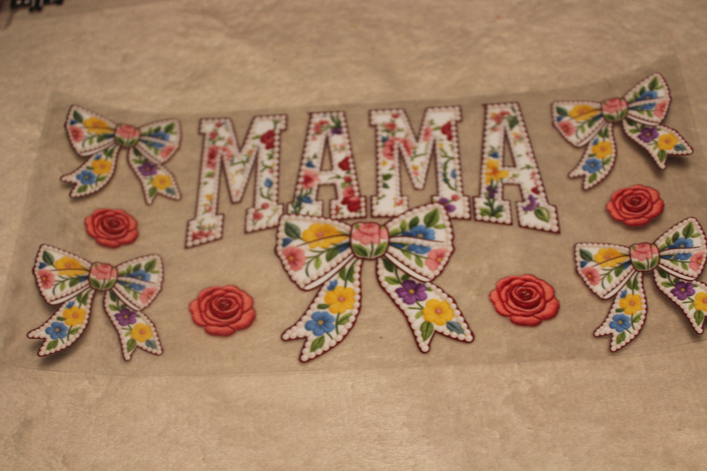 BOW AND ROSES MAMA UV CUP WRAP STICKER
