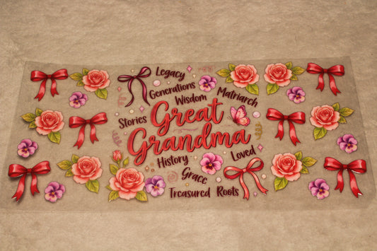 GREAT GRANDMA LOVE UV CUP WRAP STICKER